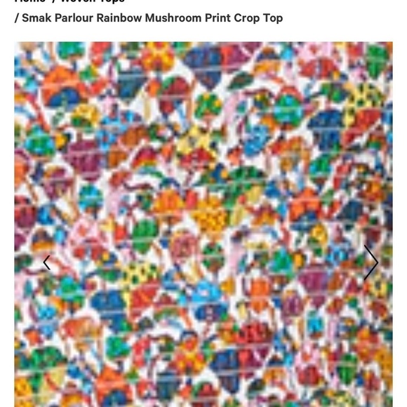Smak Parlour Rainbow Mushroom Print Crop Top, Multi, Size XS/2, NWT - Picture 5 of 8